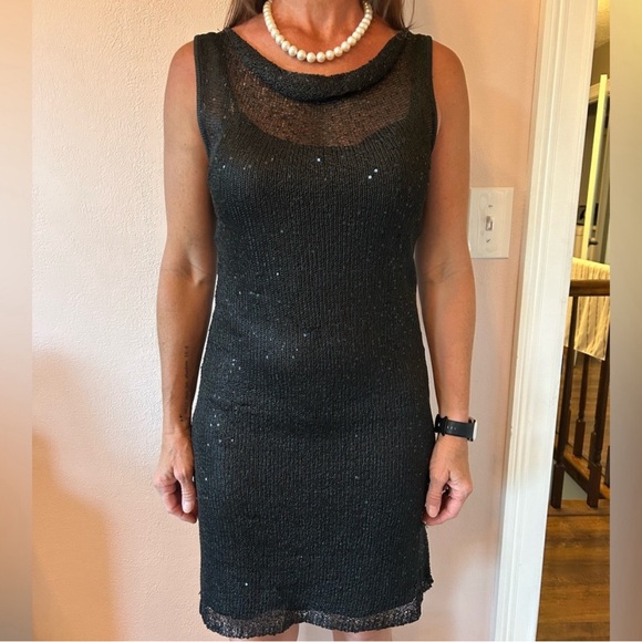 Sequin Knit Dress with Slip - Picture 1 of 10